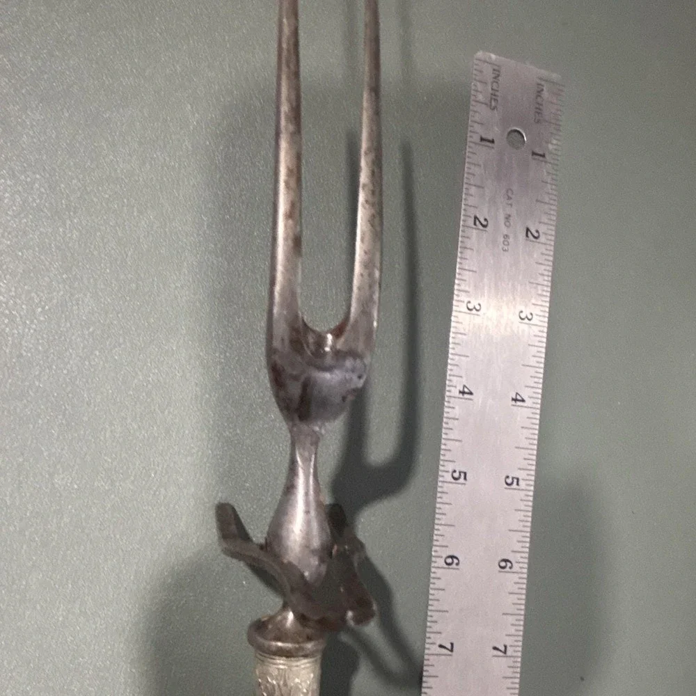 Antique Stag Horn Handle Meat Carving Fork Vintage Victorian Steel 11